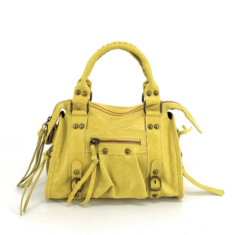 Mini-sac bowling en cuir mat brossé SANDSTORM MINI Jaune tournesol