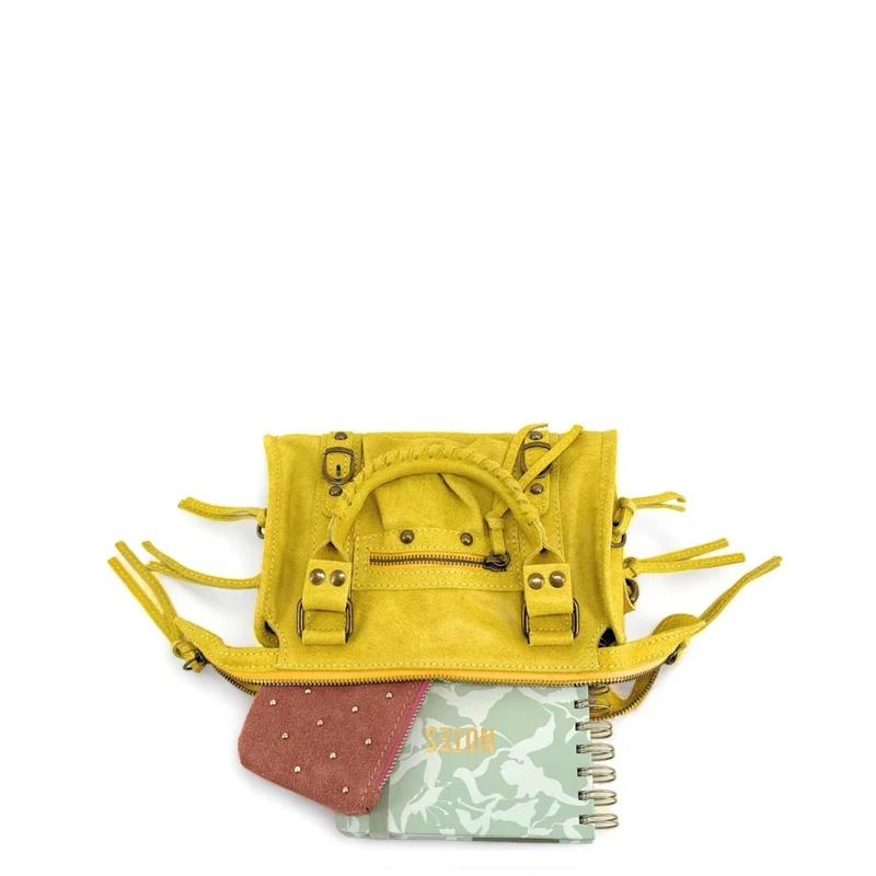 Mini-sac bowling en cuir mat brossé SANDSTORM MINI Jaune tournesol