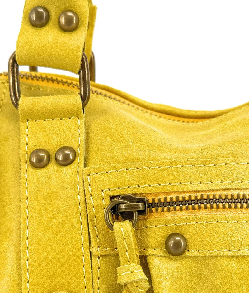 Mini-sac bowling en cuir mat brossé SANDSTORM MINI Jaune tournesol