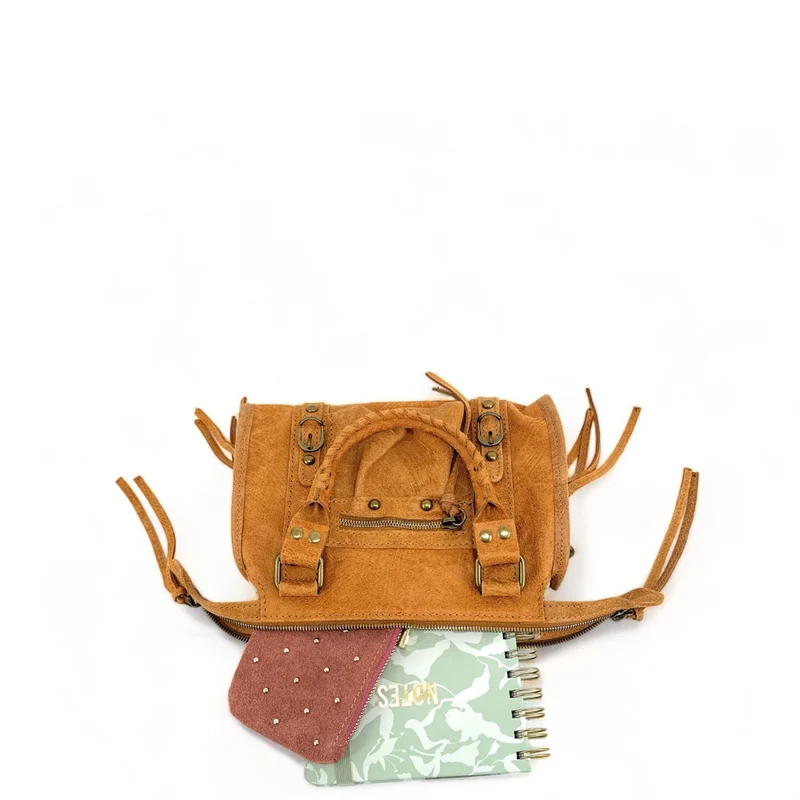 Mini-sac bowling en cuir mat brossé SANDSTORM MINI Camel