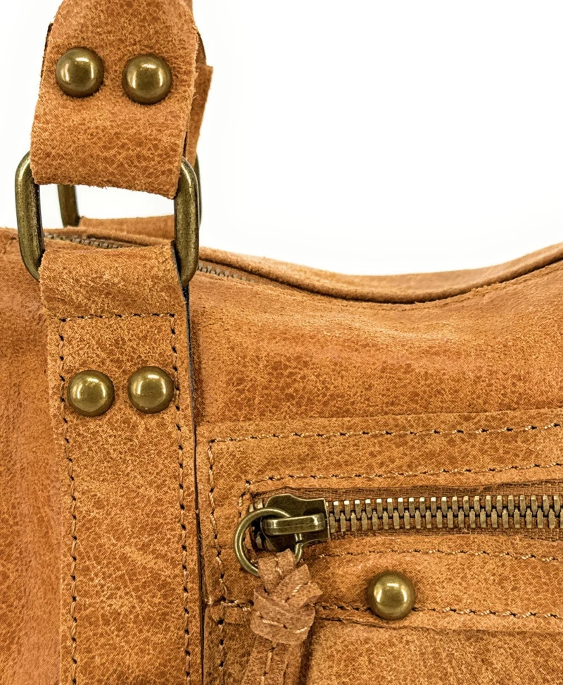 Mini-sac bowling en cuir mat brossé SANDSTORM MINI Camel