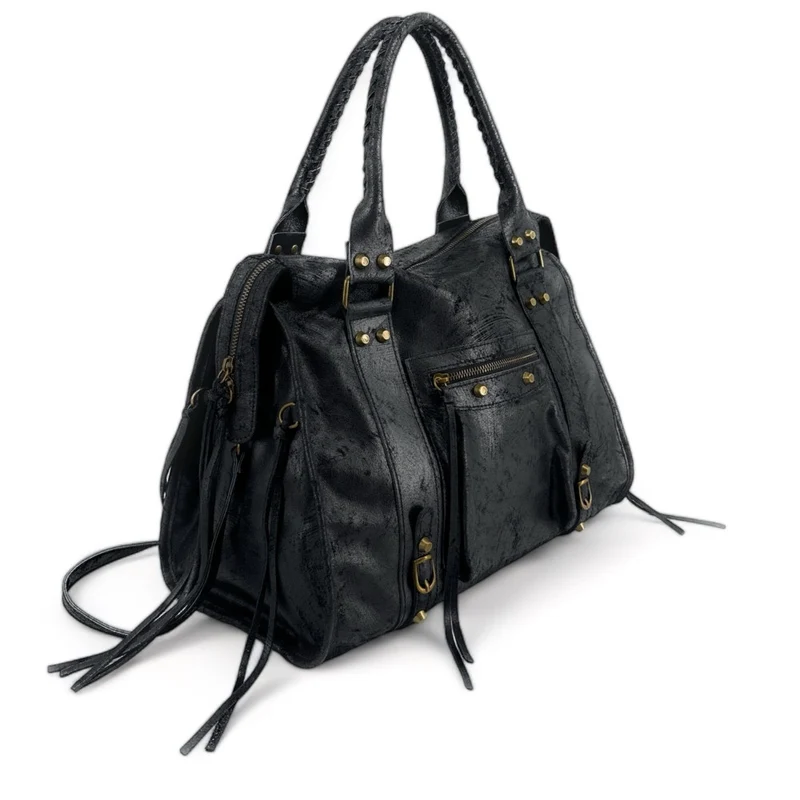 Sac à main en cuir brossé SANDSTORM E.L. SIROCCO Noir