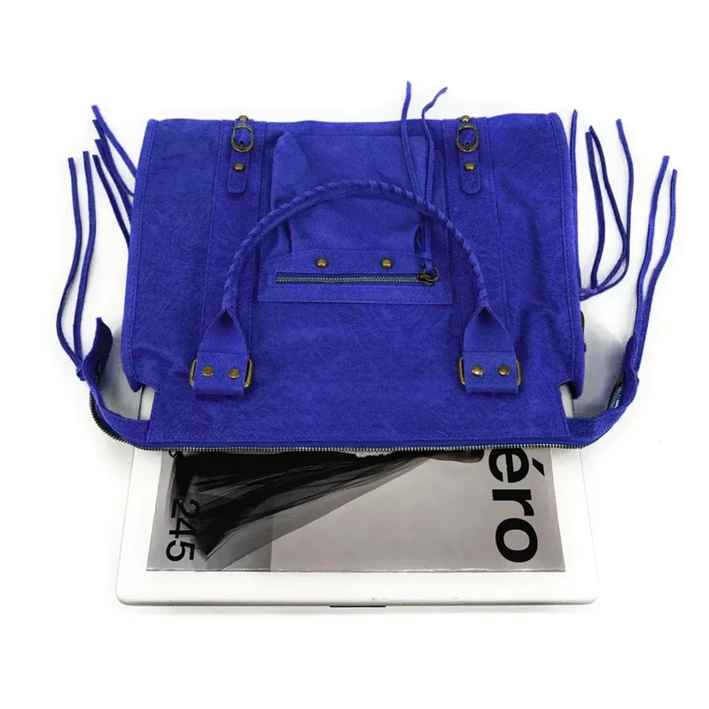 Sac à main en cuir brossé SANDSTORM E.L. SIROCCO Bleu roi