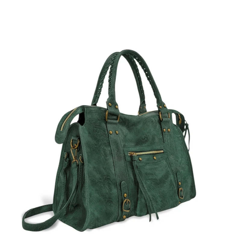 Sac à main en cuir brossé SANDSTORM Vert forêt