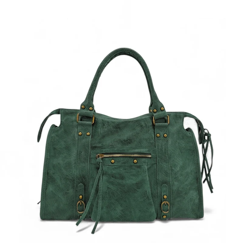 Sac à main en cuir brossé SANDSTORM Vert forêt