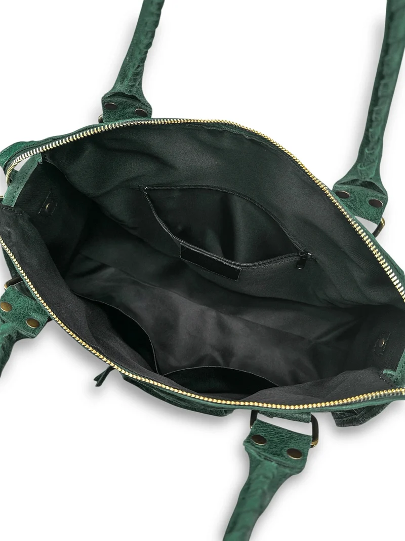 Sac à main en cuir brossé SANDSTORM Vert forêt