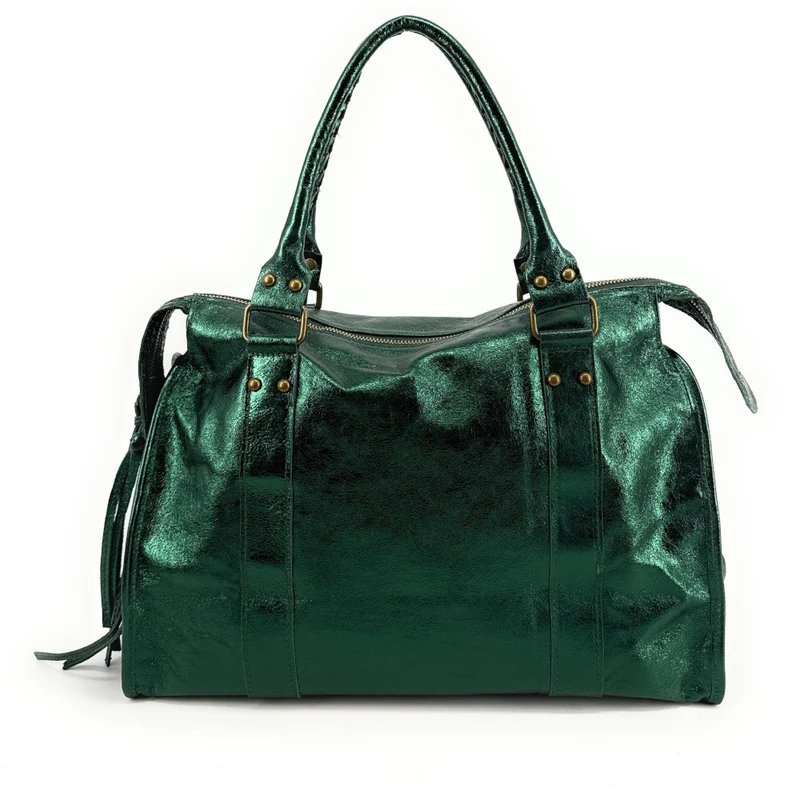 Sac à main en cuir irisé SANDSTORM Vert forêt