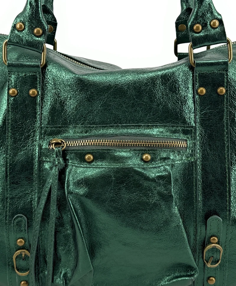 Sac à main en cuir irisé SANDSTORM Vert forêt
