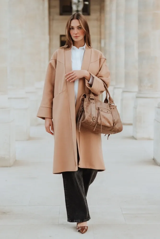 Sac à main en cuir brossé SANDSTORM Taupe