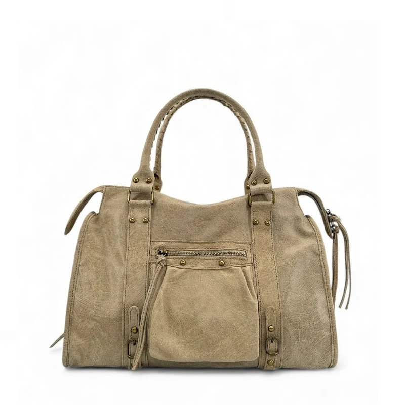 Sac à main en cuir brossé SANDSTORM Taupe