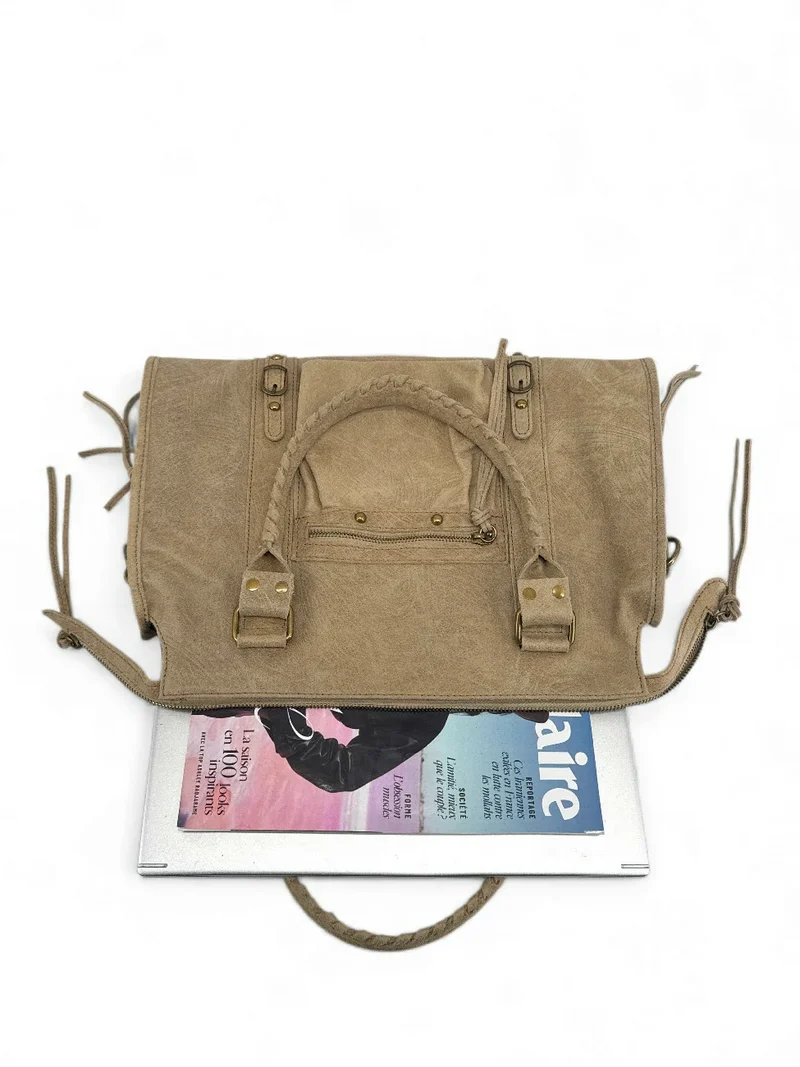 Sac à main en cuir brossé SANDSTORM Taupe
