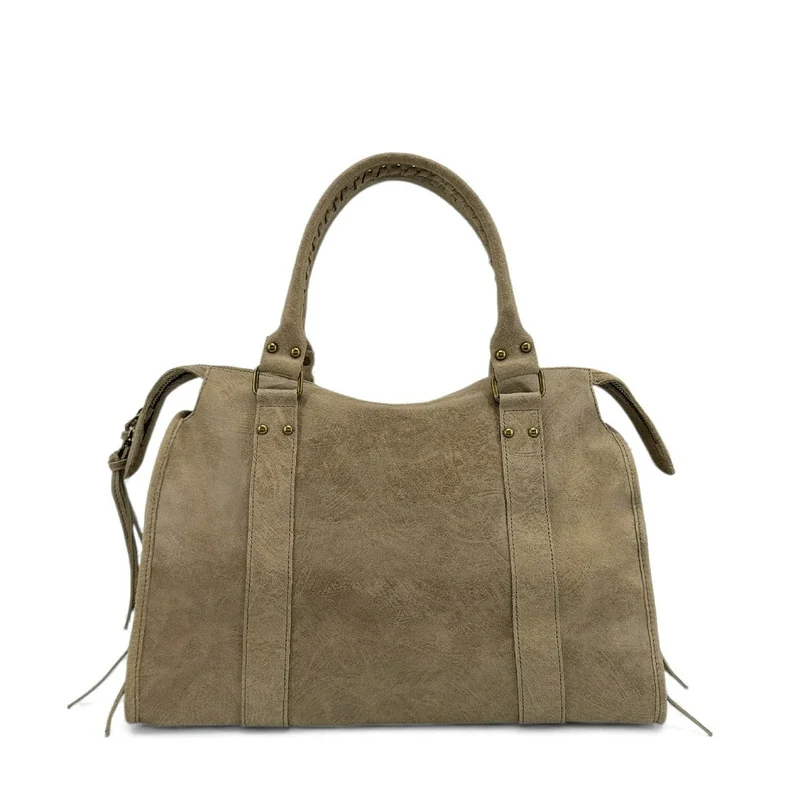Sac à main en cuir brossé SANDSTORM Taupe