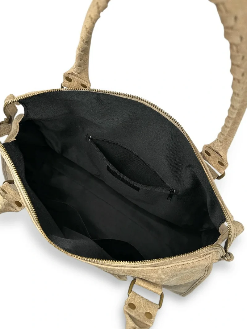 Sac à main en cuir brossé SANDSTORM Taupe