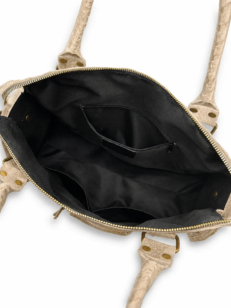 Sac à main en cuir brossé SANDSTORM Taupe clair