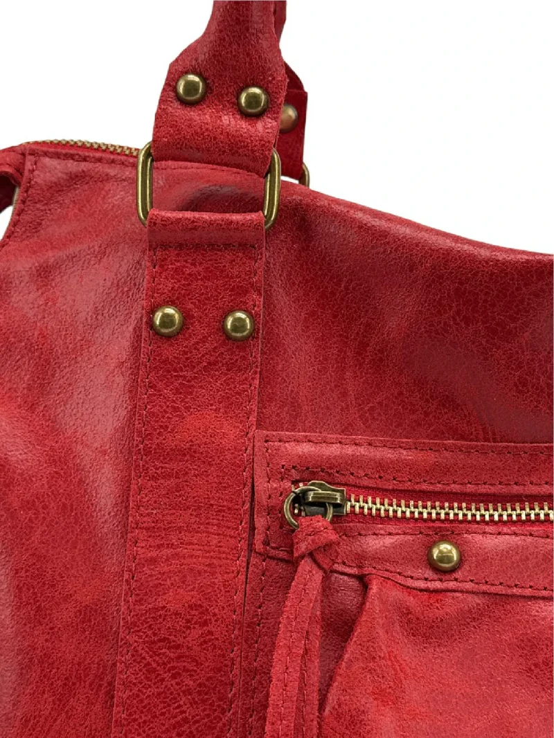 Sac à main en cuir brossé SANDSTORM Rouge garance
