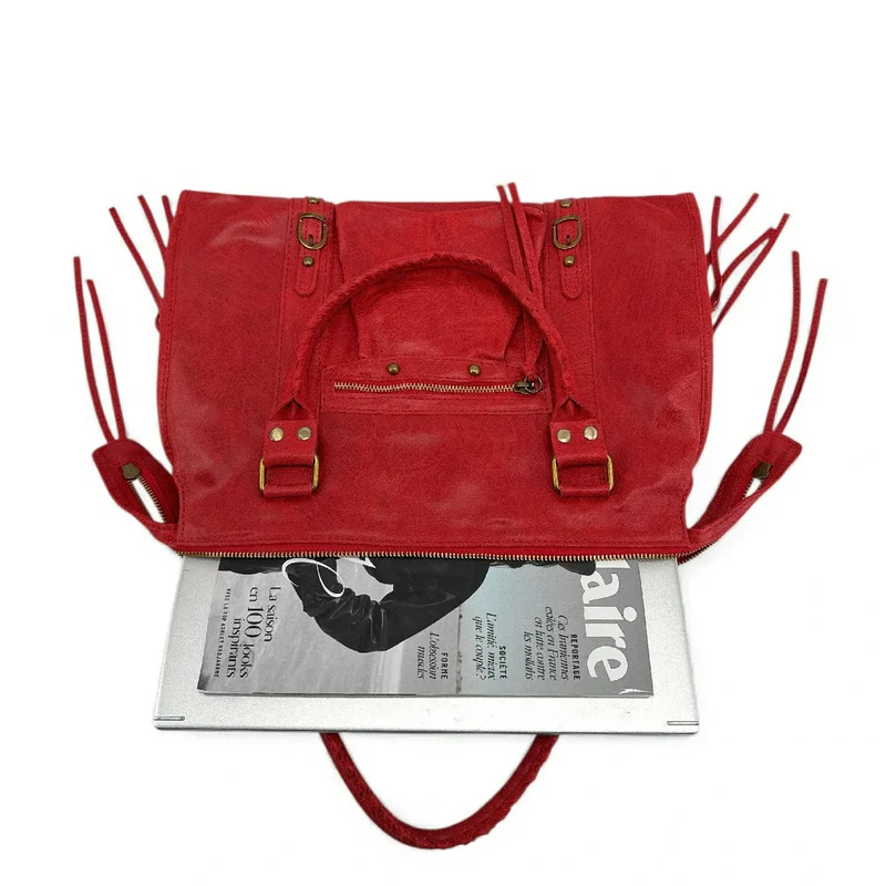 Sac à main en cuir brossé SANDSTORM Rouge garance