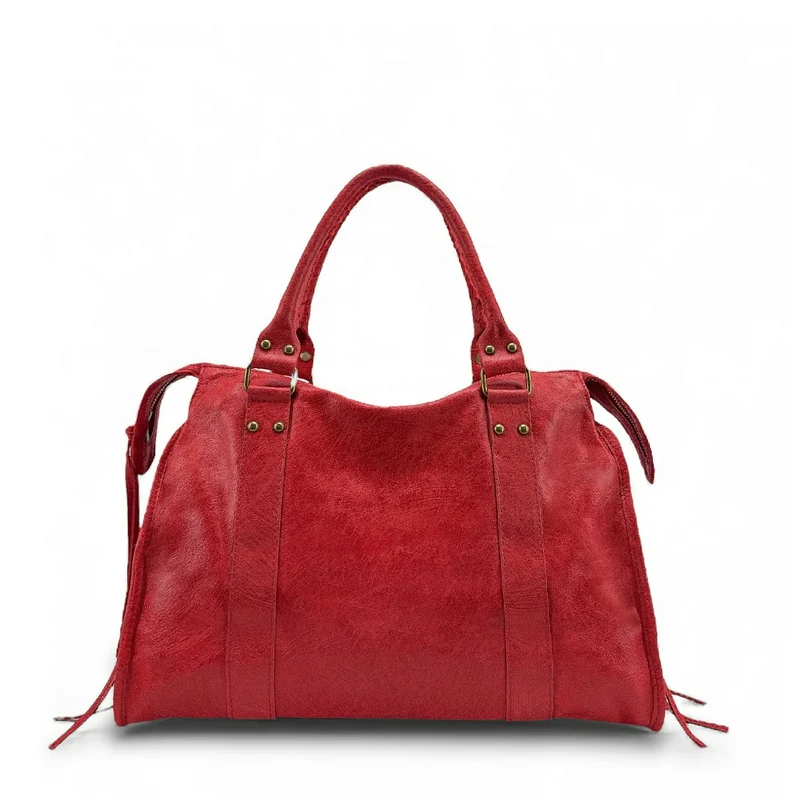 Sac à main en cuir brossé SANDSTORM Rouge garance