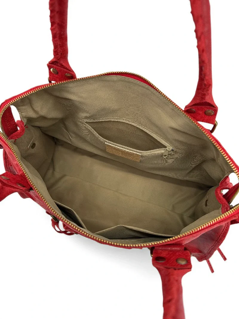 Sac à main en cuir brossé SANDSTORM Rouge garance