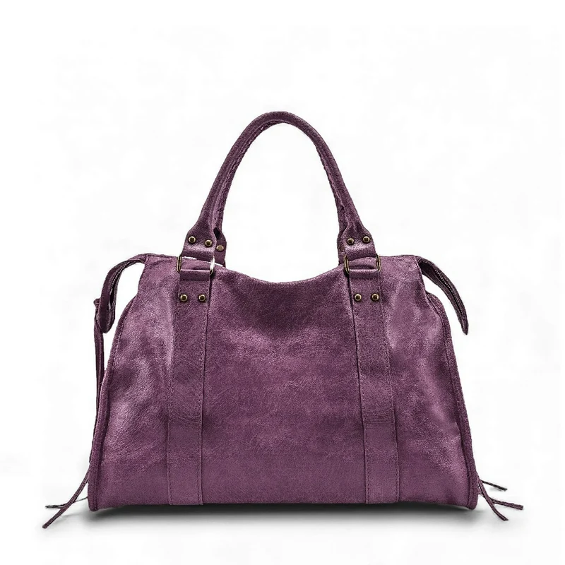 Sac à main en cuir brossé SANDSTORM Prune