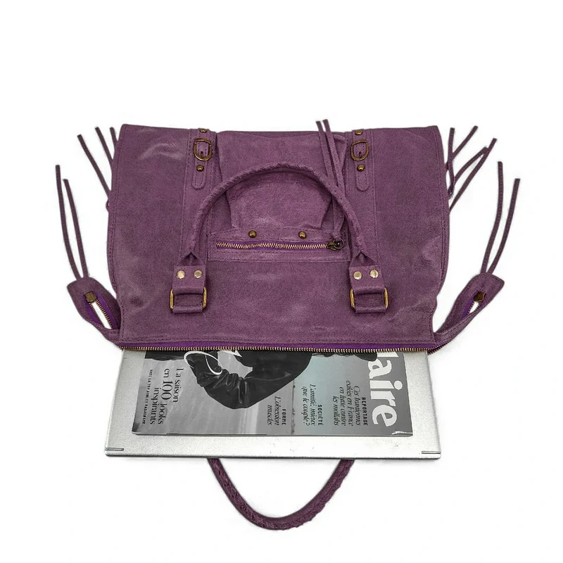 Sac à main en cuir brossé SANDSTORM Prune