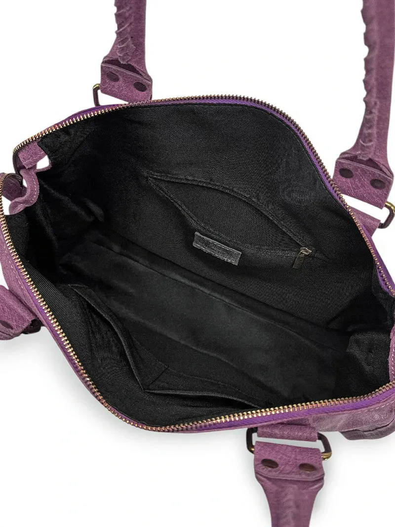 Sac à main en cuir brossé SANDSTORM Prune