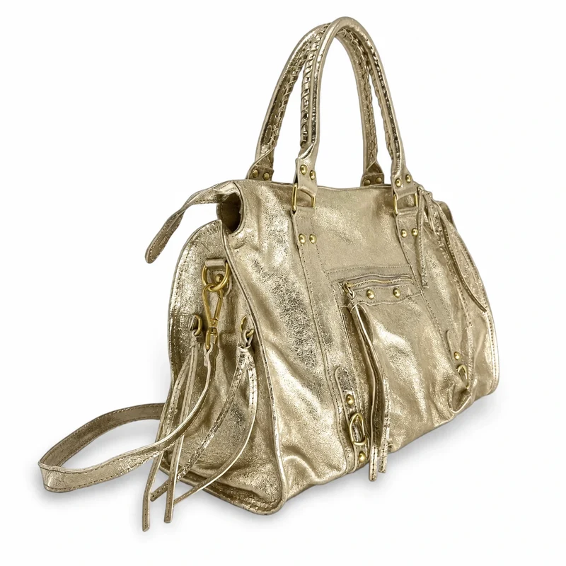 Sac à main en cuir irisé SANDSTORM Or pâle