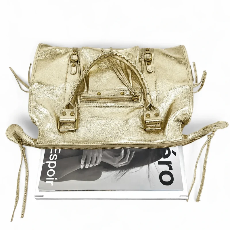 Sac à main en cuir irisé SANDSTORM Or pâle