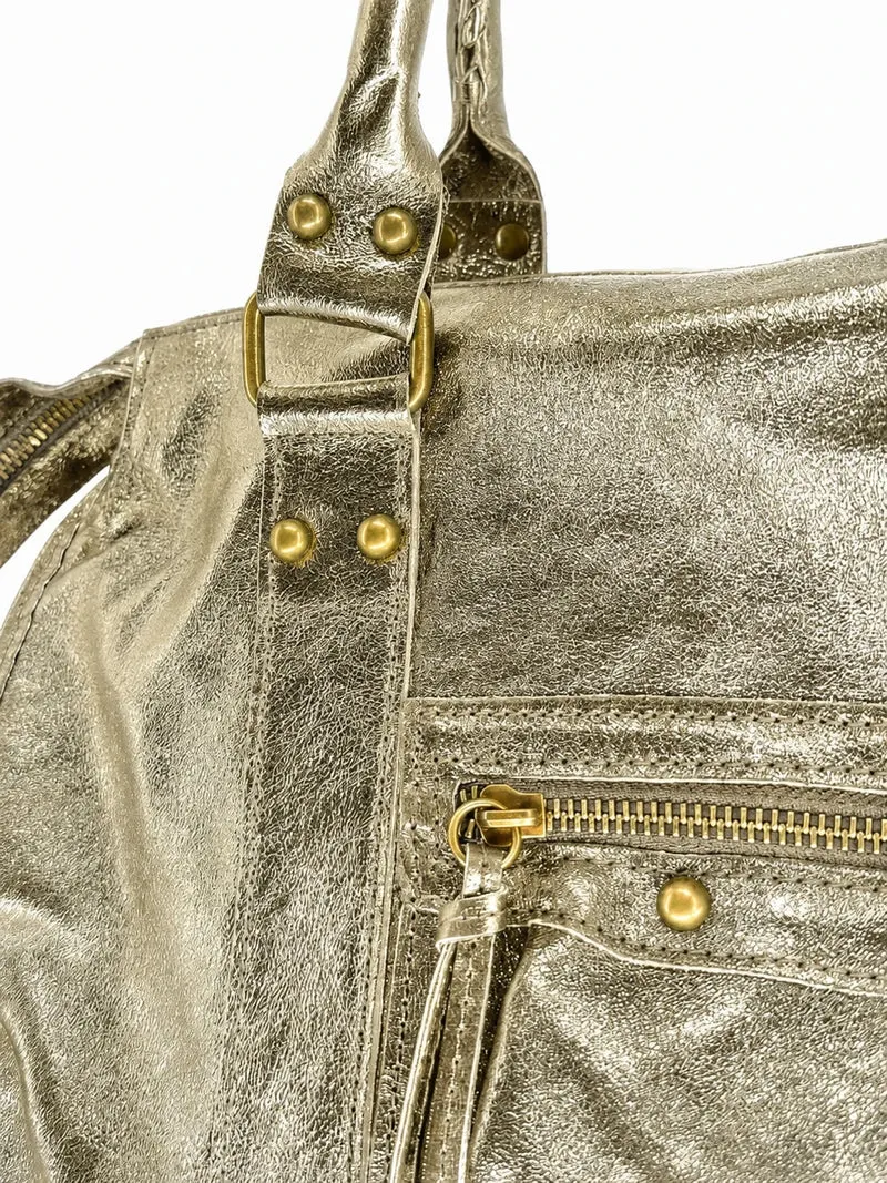 Sac à main en cuir irisé SANDSTORM Or pâle