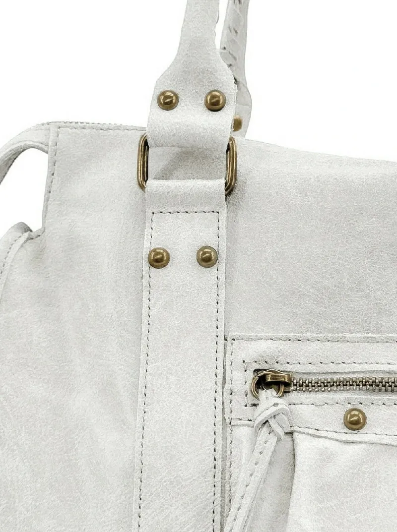 Sac à main en cuir brossé SANDSTORM Off-white