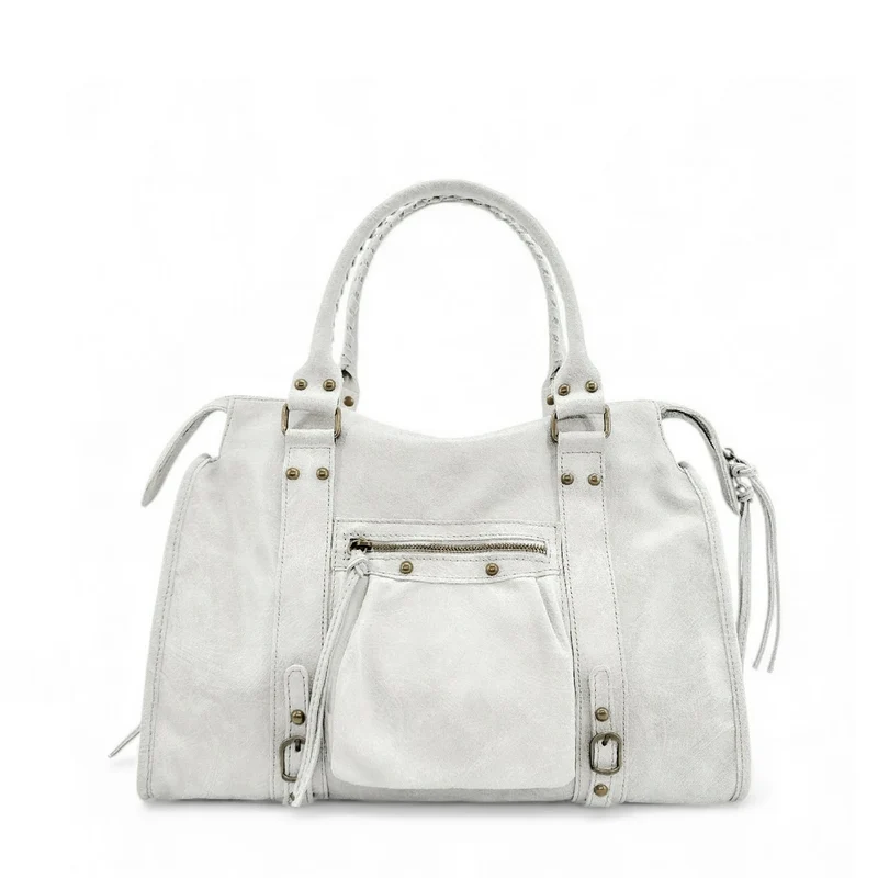 Sac à main en cuir brossé SANDSTORM Off-white