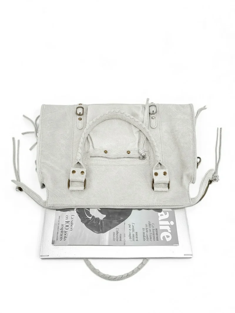 Sac à main en cuir brossé SANDSTORM Off-white