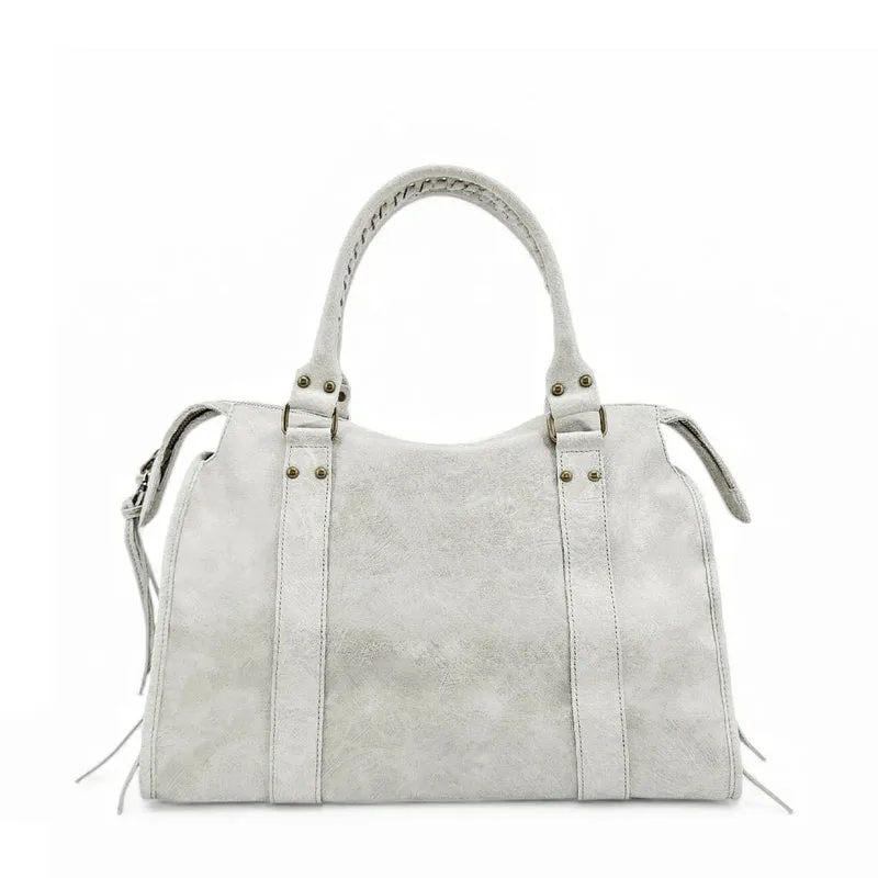 Sac à main en cuir brossé SANDSTORM Off-white