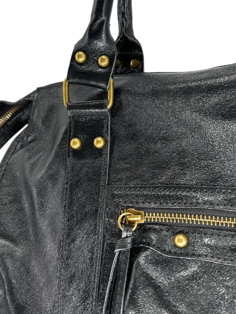 Sac à main en cuir irisé SANDSTORM Noir glossy