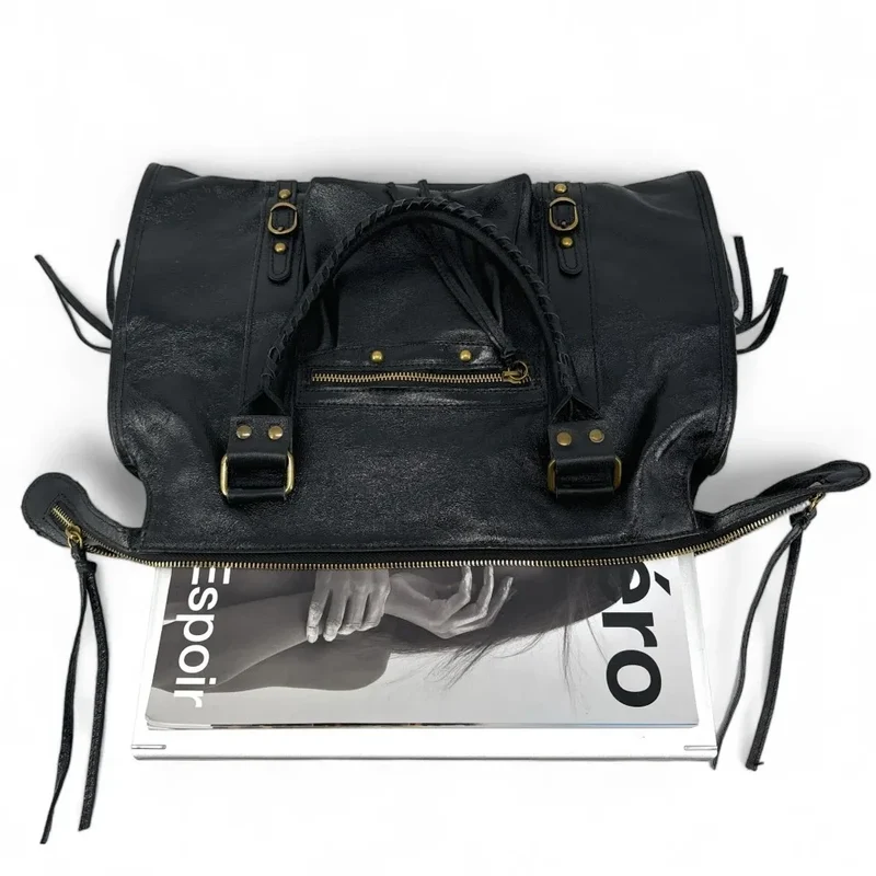Sac à main en cuir irisé SANDSTORM Noir glossy