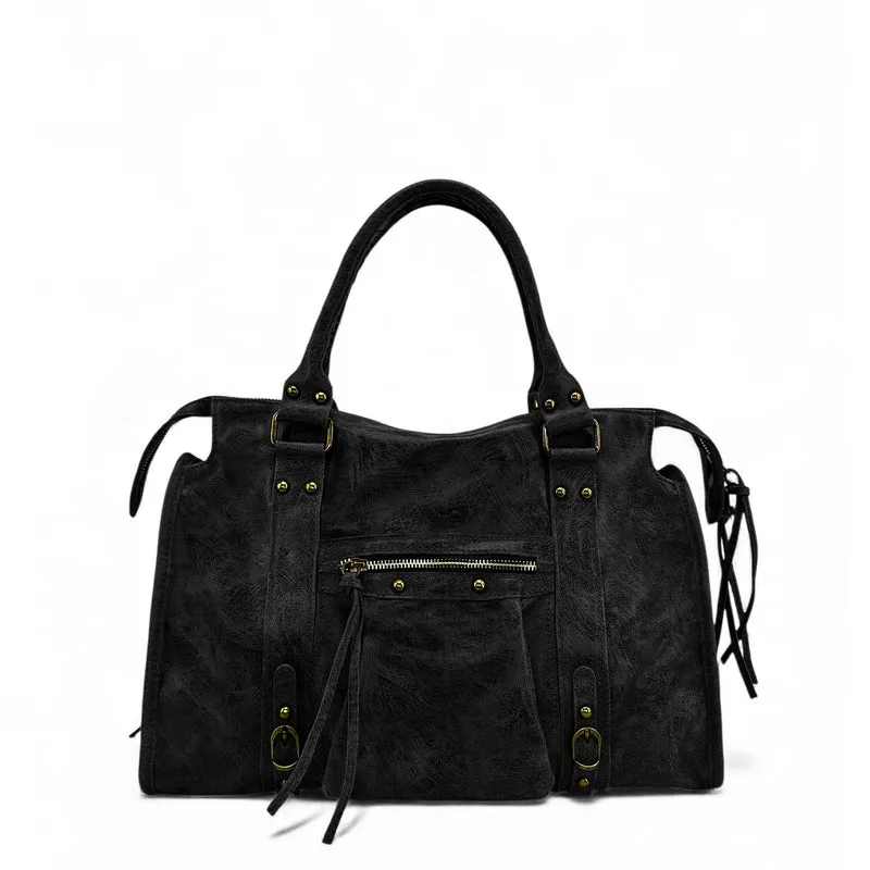 Sac à main en cuir brossé SANDSTORM Noir