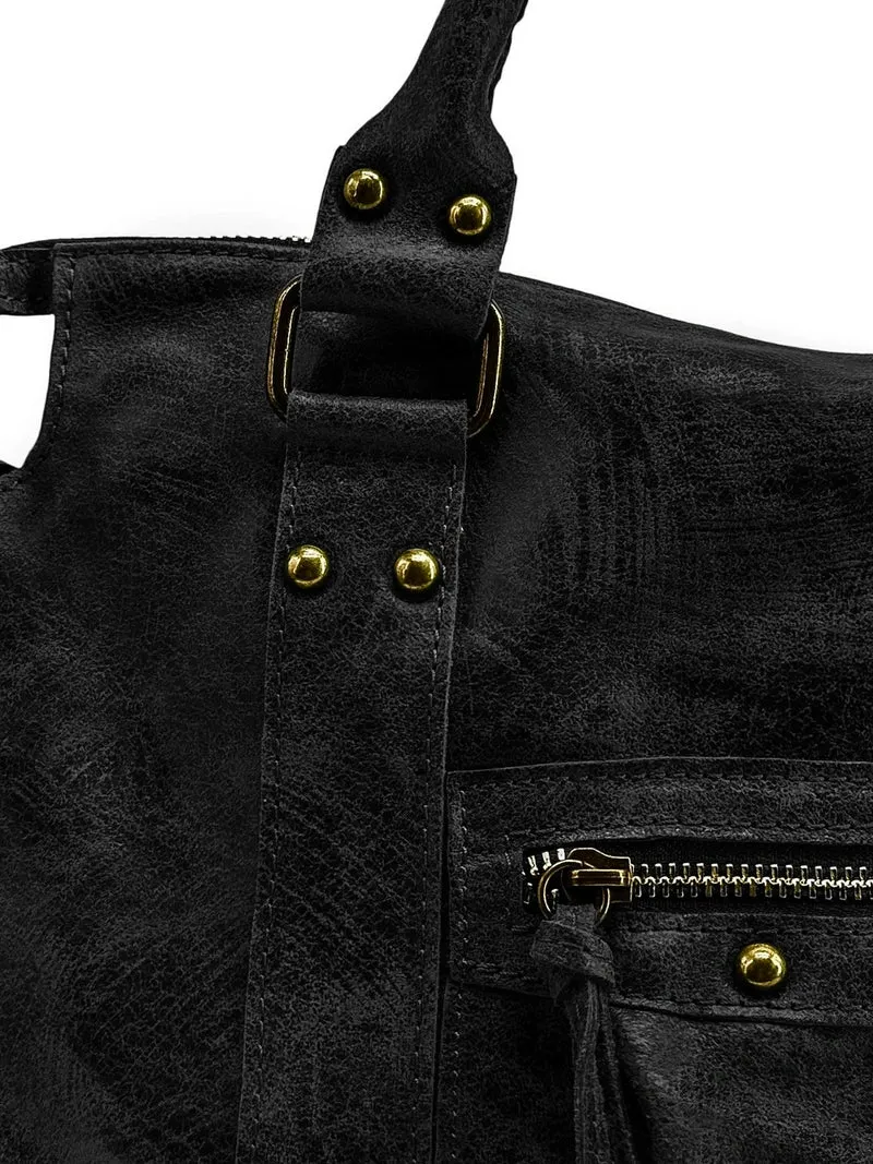 Sac à main en cuir brossé SANDSTORM Noir