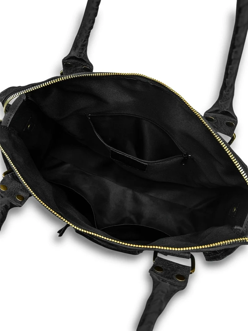 Sac à main en cuir brossé SANDSTORM Noir