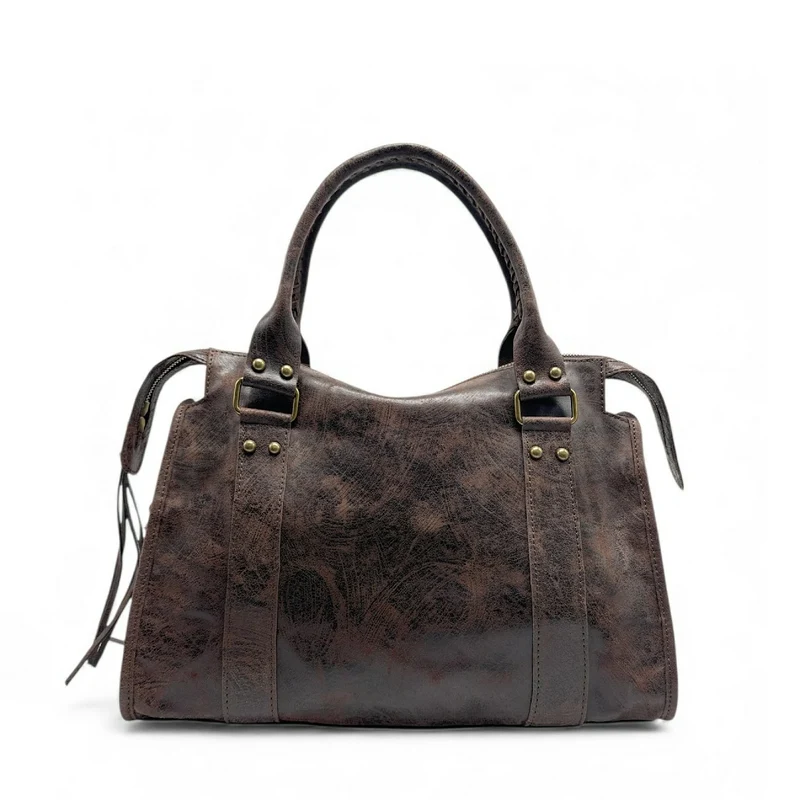 Sac à main en cuir brossé SANDSTORM Chocolat