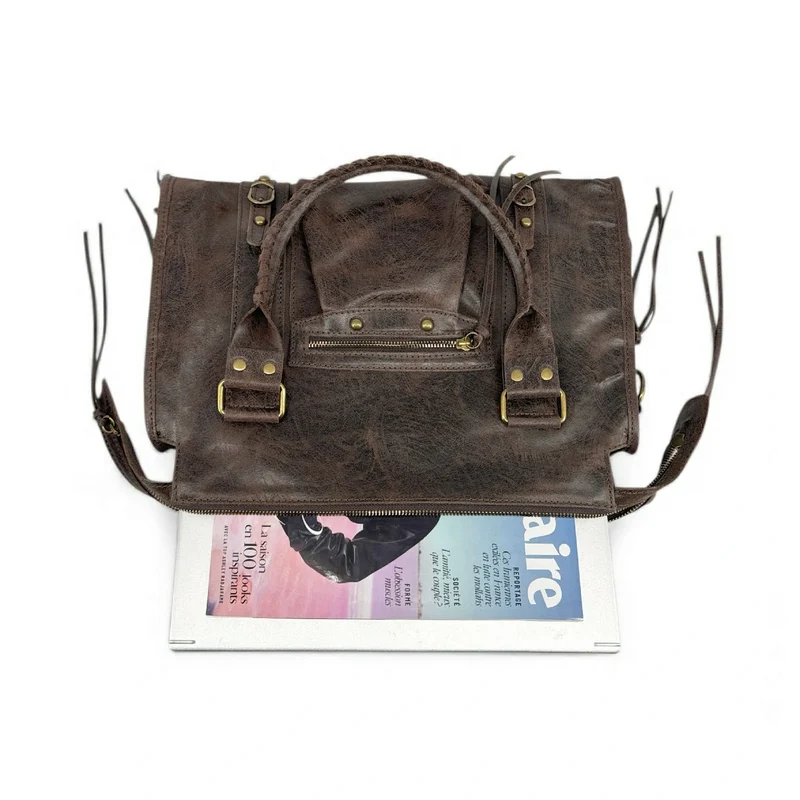 Sac à main en cuir brossé SANDSTORM Chocolat