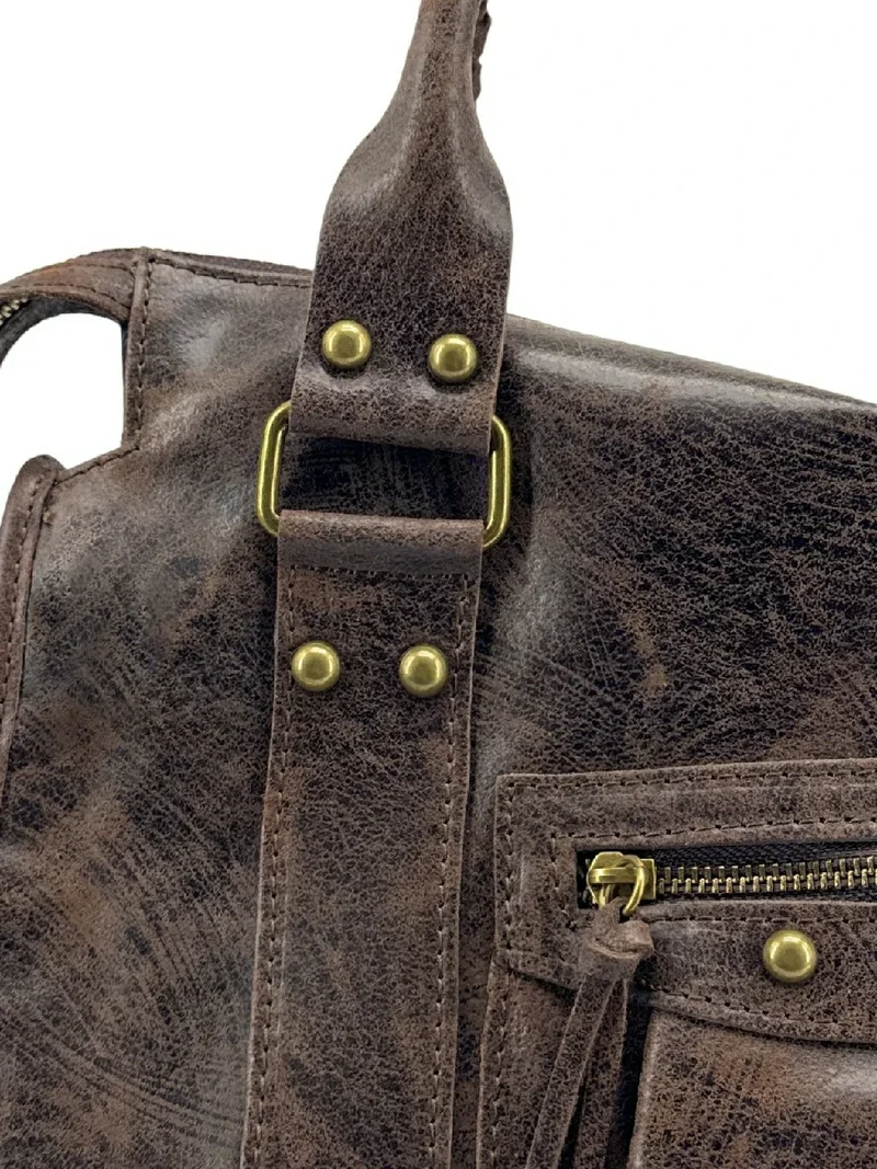 Sac à main en cuir brossé SANDSTORM Chocolat