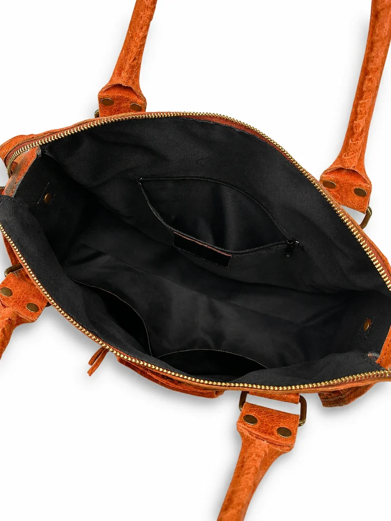 Sac à main en cuir brossé SANDSTORM Mandarine