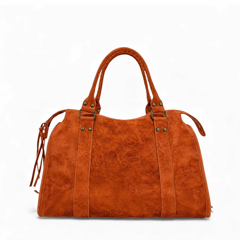 Sac à main en cuir brossé SANDSTORM Mandarine