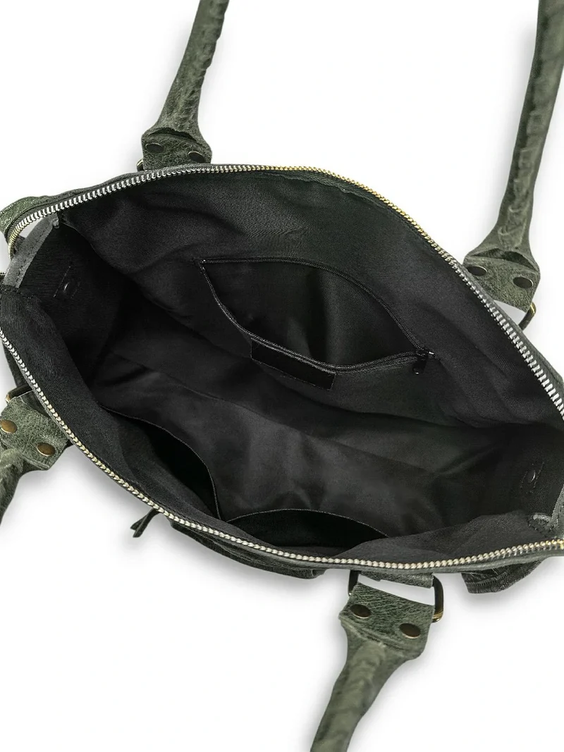 Sac à main en cuir brossé SANDSTORM Vert kaki foncé
