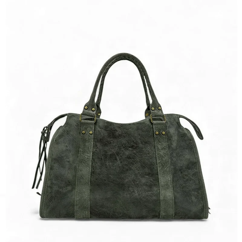 Sac à main en cuir brossé SANDSTORM Vert kaki foncé