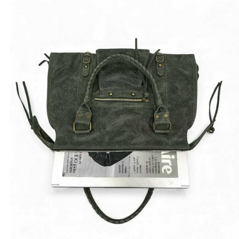 Sac à main en cuir brossé SANDSTORM Vert kaki foncé