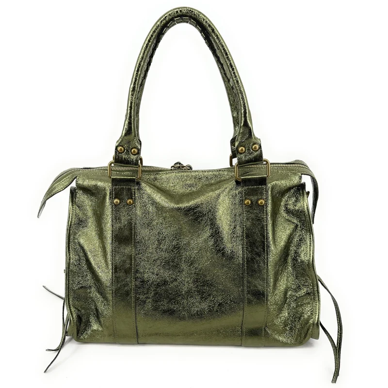Sac à main en cuir irisé SANDSTORM Vert kaki