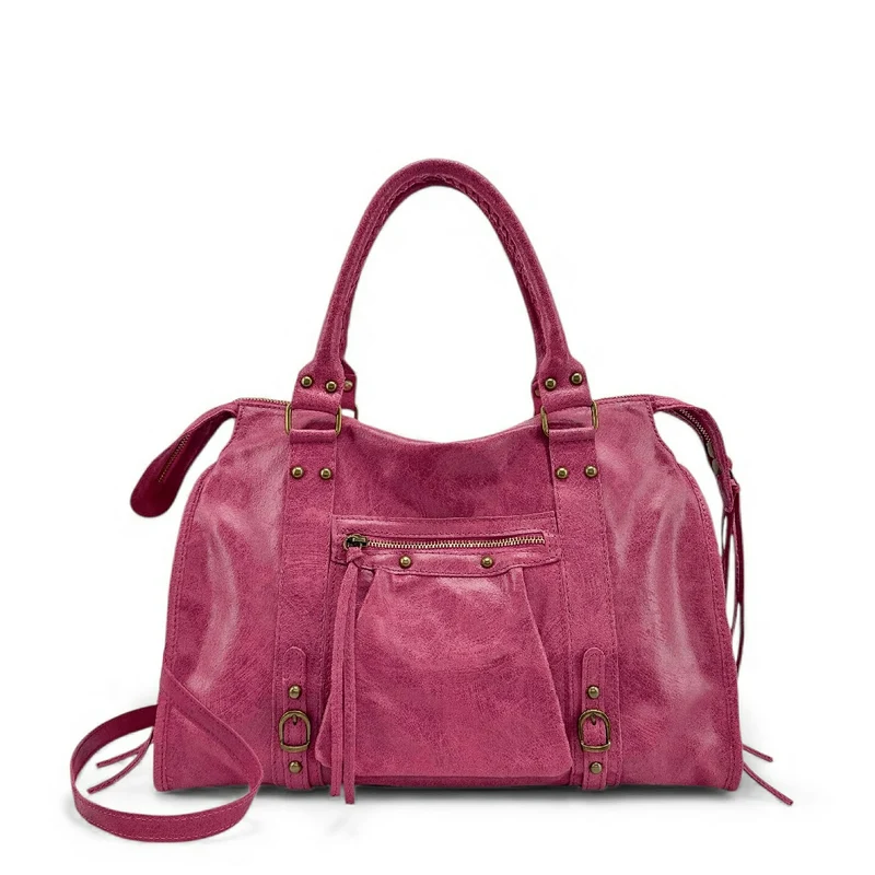 Sac à main en cuir brossé SANDSTORM Rose fuchsia