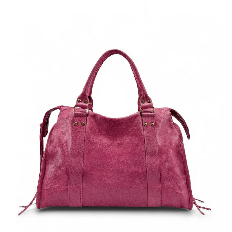 Sac à main en cuir brossé SANDSTORM Rose fuchsia