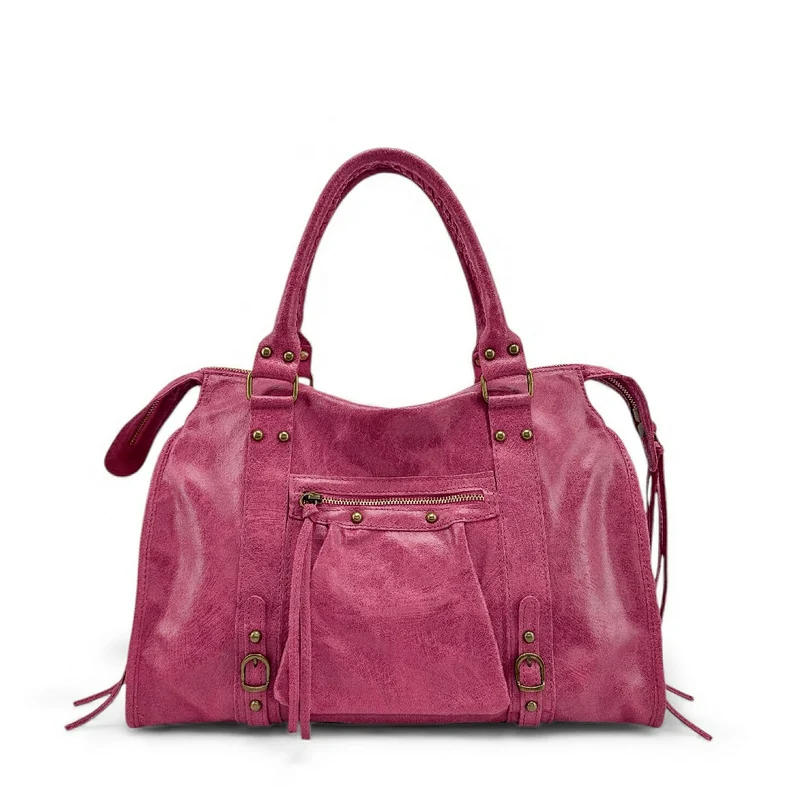 Sac à main en cuir brossé SANDSTORM Rose fuchsia