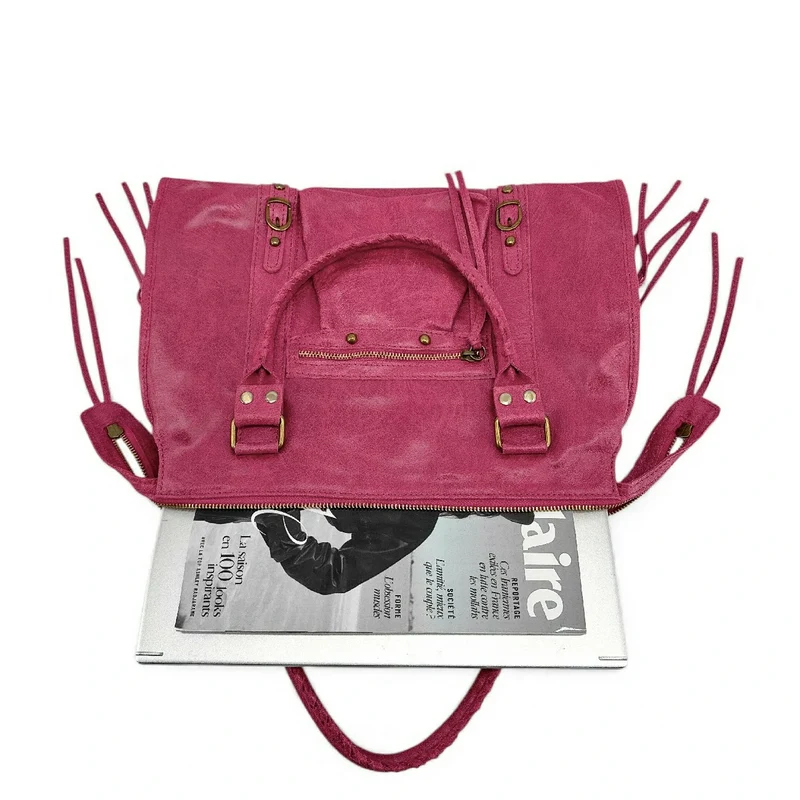 Sac à main en cuir brossé SANDSTORM Rose fuchsia